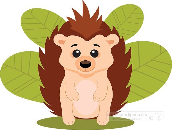 front view of cute hedgehog clipart