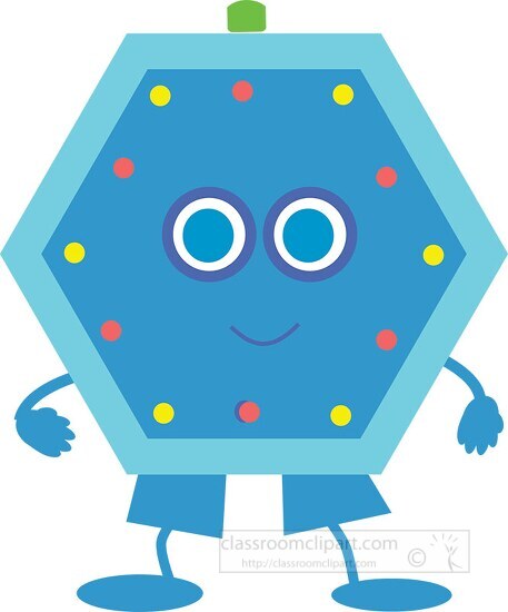 fun cute character shaped six sided polygon clipart