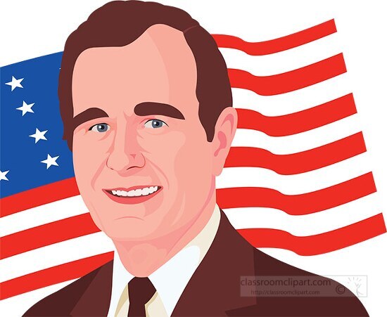 george h bush american presidents with american flag background 