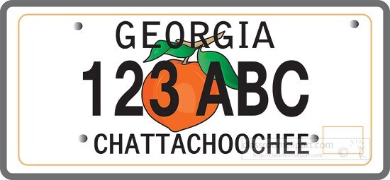 georgia state license plate with peach