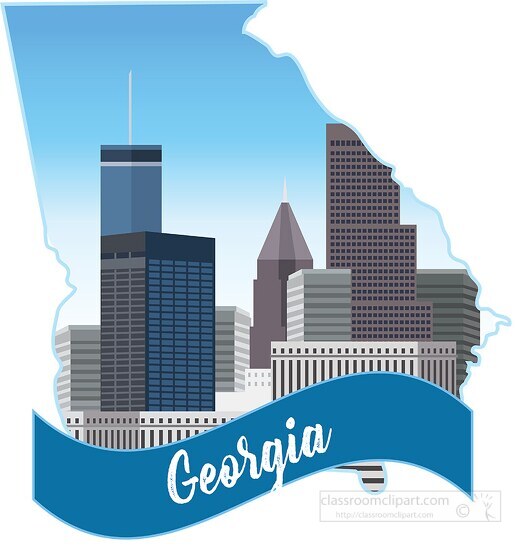 georgia state map shape with city clipart