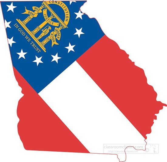 georgia state map with state flag overlay clipart