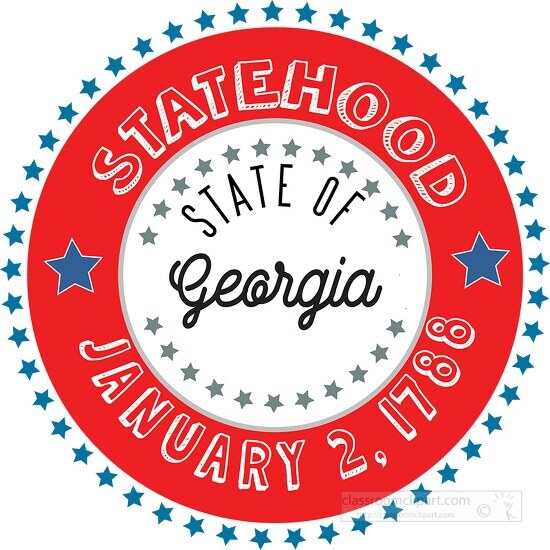 Georgia Statehood 1788 date statehood round style with stars cli