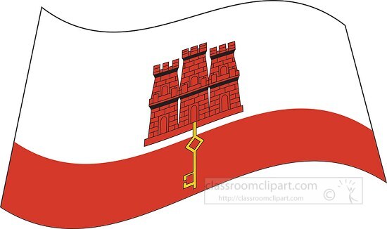 Gibraltar flag flat design wavy clipart