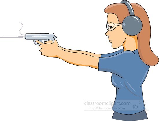 girl at shooting practice wearing ear protection
