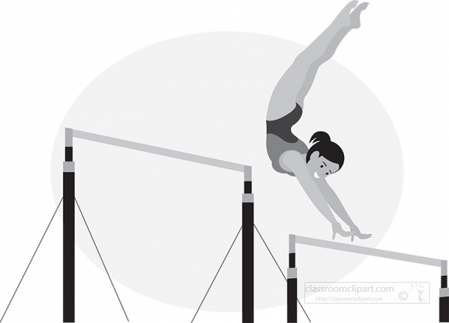girl athlete on uneven bars gymnastics gray color 2