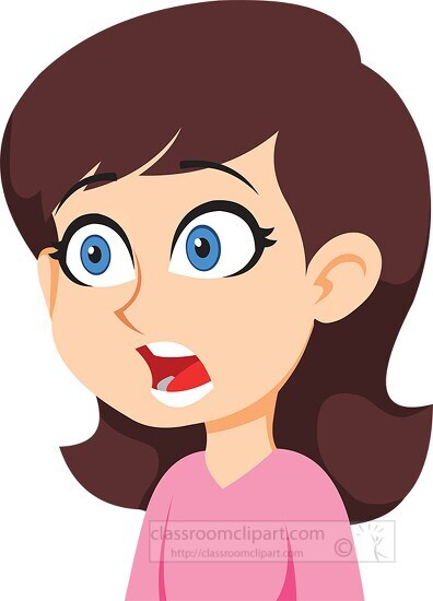 Girl character frightened expression clipart