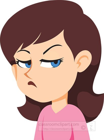 Girl character jealous expression clipart