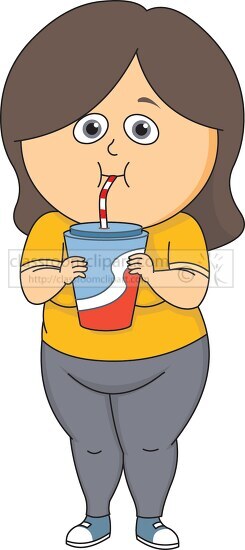 girl drinking cold soda with straw clipart