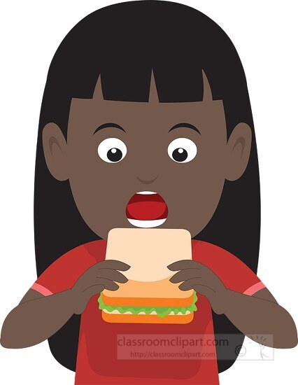 girl eating veg sandwich clipart