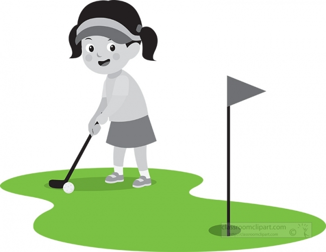 girl golfing gray color