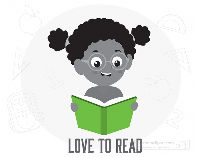 girl holding book with love to read sign gray color