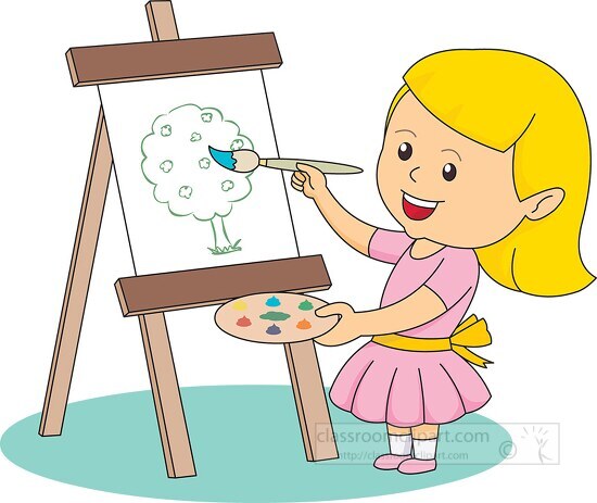 Art And Crafts Clipart Girl Holding Paint Brush Painting A Tree Clipart