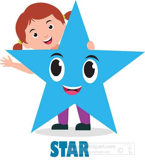 girl holds star cartoon shape geometry character clipart