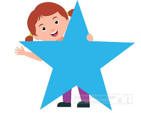 girl holds star shape geometry clipart
