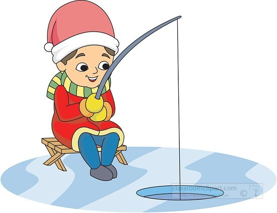 Fishing Clipart-girl ice fishing clipart