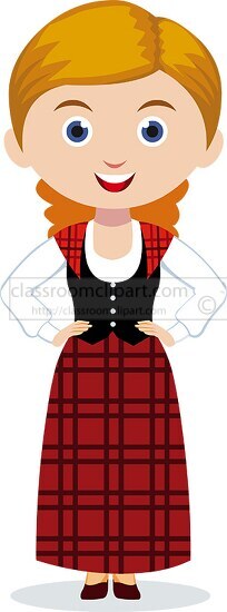 girl in national dress scottland clipart