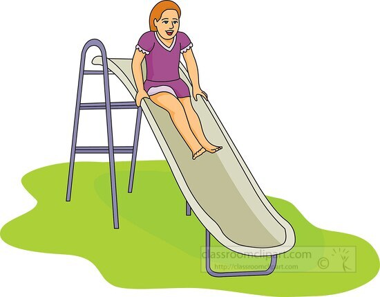 girl on playground slide fun
