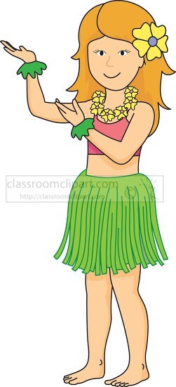 girl performing hawaiian hula dance clipart