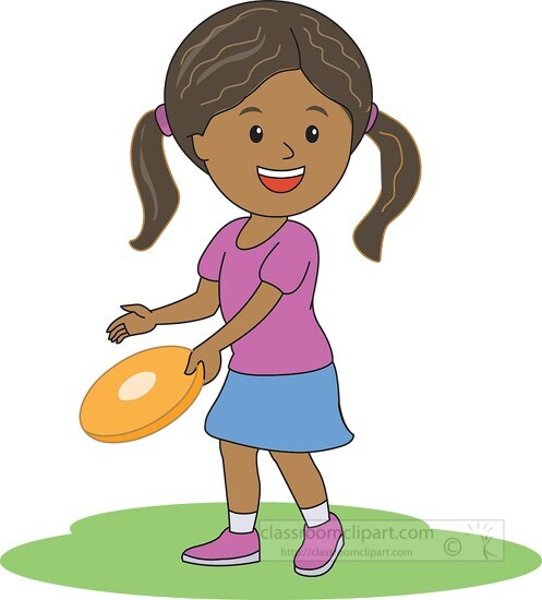 girl playing frisbee clipart
