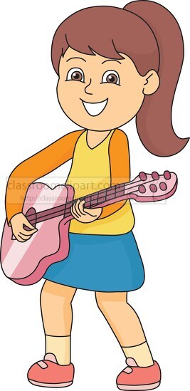 girl playing guitar cartoon