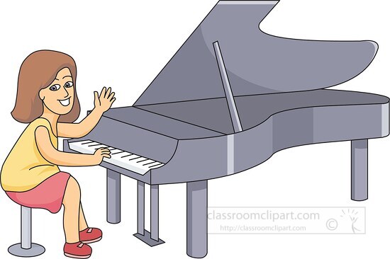 girl playing piano clip art