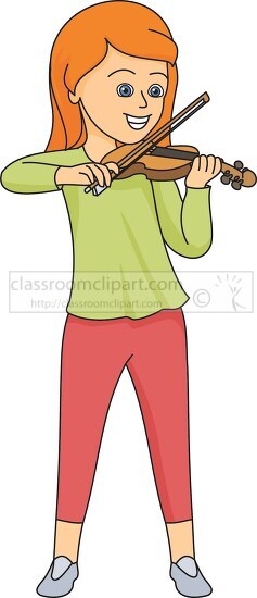 girl playing violin clipart