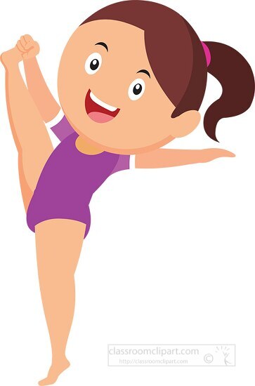 girl practicing gymnastics touching toes clipart