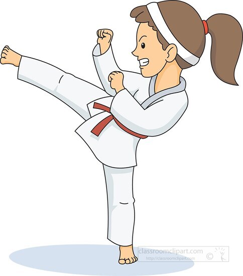 girl practicing karate kick clipart