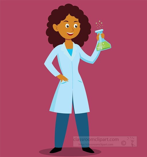 girl scientist holding beaker science clipart