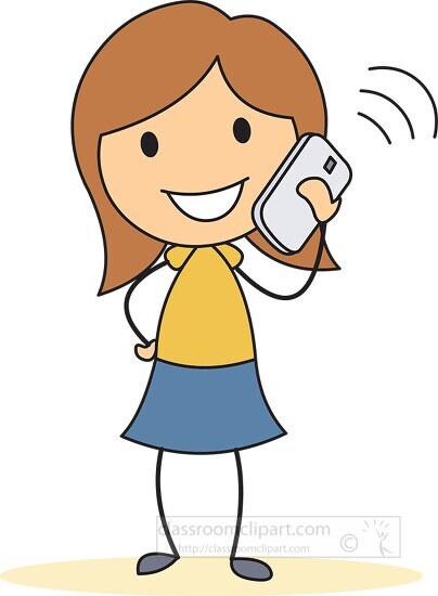 girl talking on phone clipart