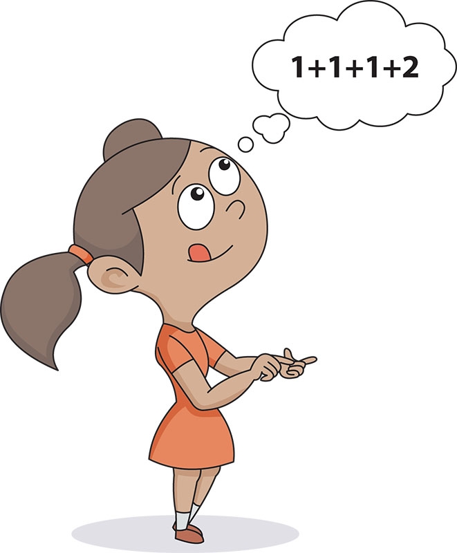 girl using fingers to count clipart
