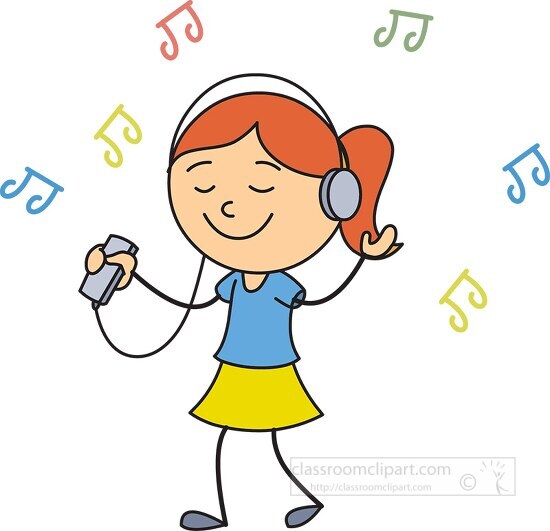 girl wearing headphones listening music