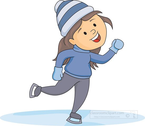 Winter Sports Clipart-girl wearing winter clothes ice skating
