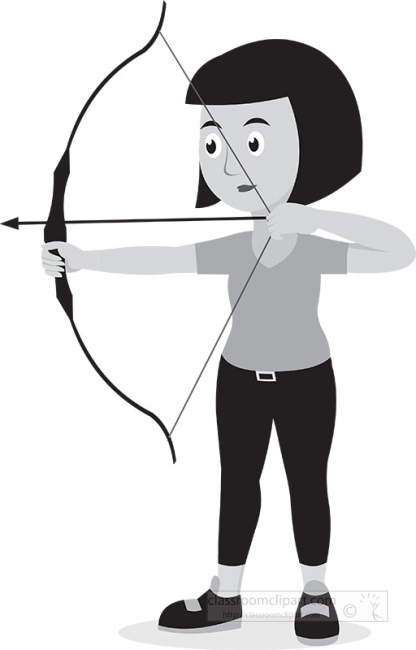 girl with bow and arrow archery sports gray color