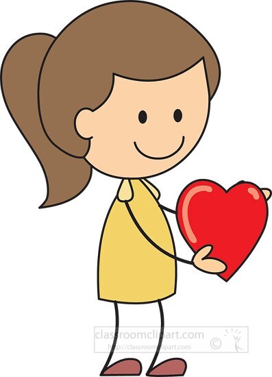 girl with heart in hands clipart