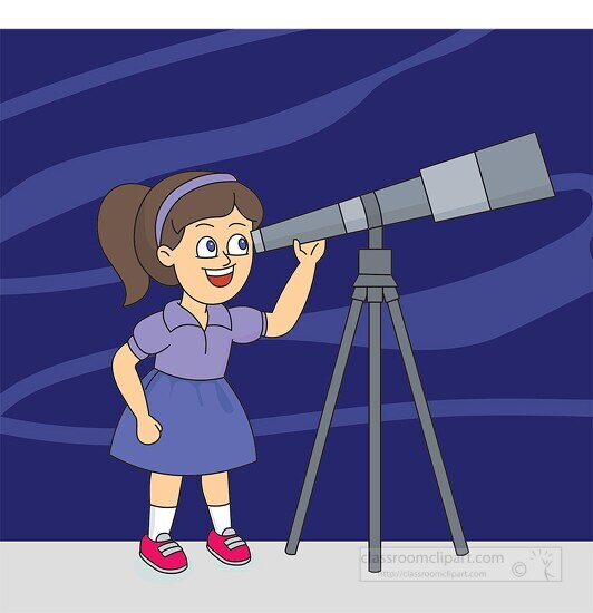girl with telescope clipart