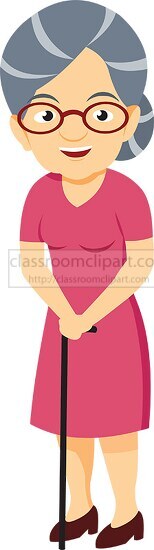 grandmother with cane family clipart