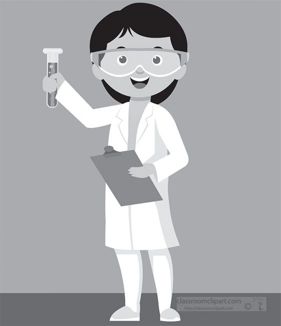 gray color of girl holding test tube in laboratory science class