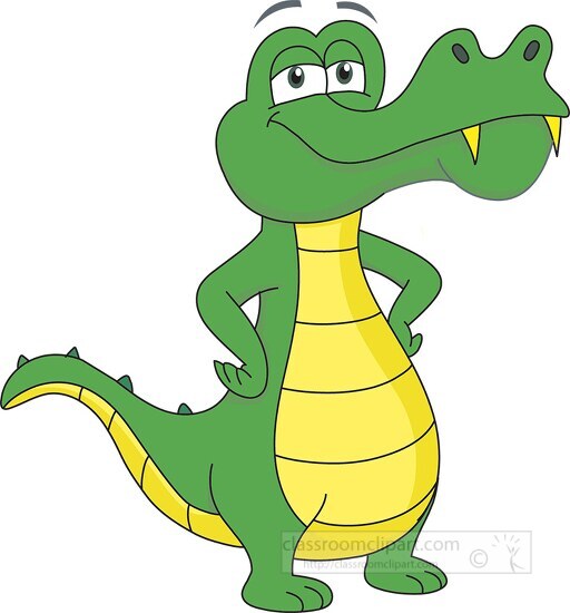 green alligator cartoon style clipart 1161