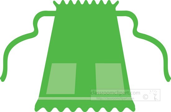green apron with ruffles half size clipart 2