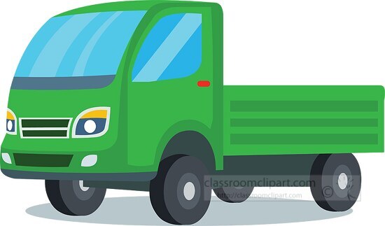 green delivery flatbed truck transportation clipart