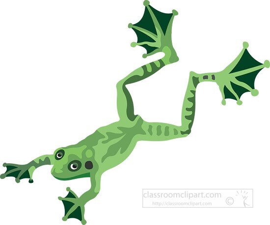 green frog jumping in air clipart