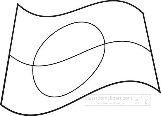 Greenland wavy flag black outline clipart