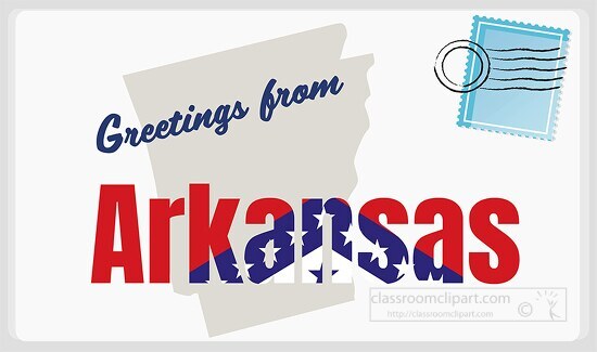 greetings from state of arkansas postcard cliipart
