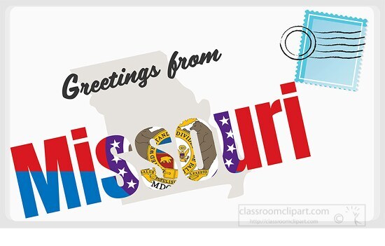 greetings from state of missouri postcard cliipart