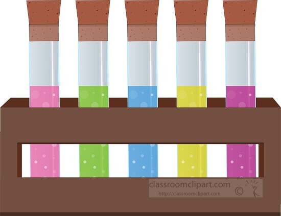 group of colorful test tubes in a holder vector clipart