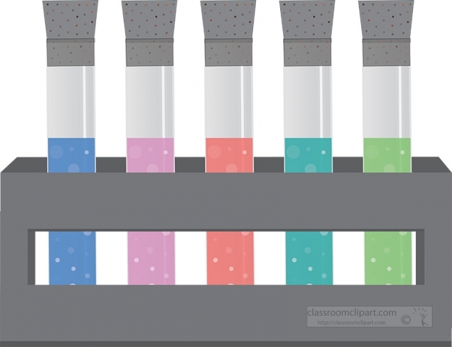 group of colorful test tubes in a holder vector gray color
