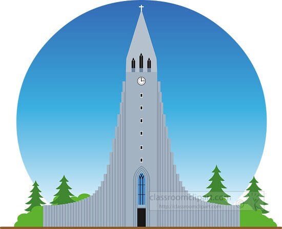 hallgrímskirkja cathedral reykjavik iceland clipart