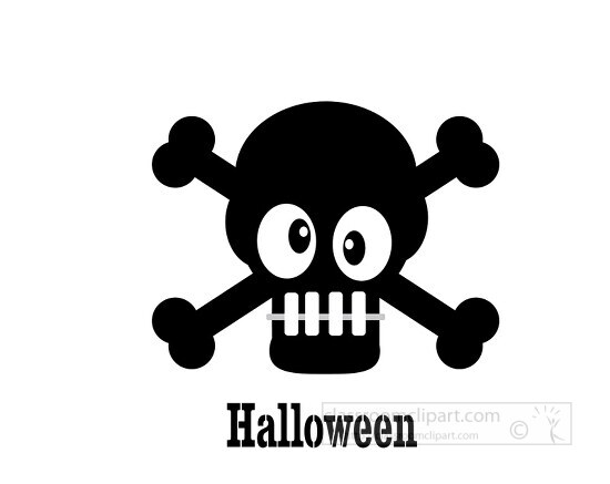 halloween black skull on white background clipart